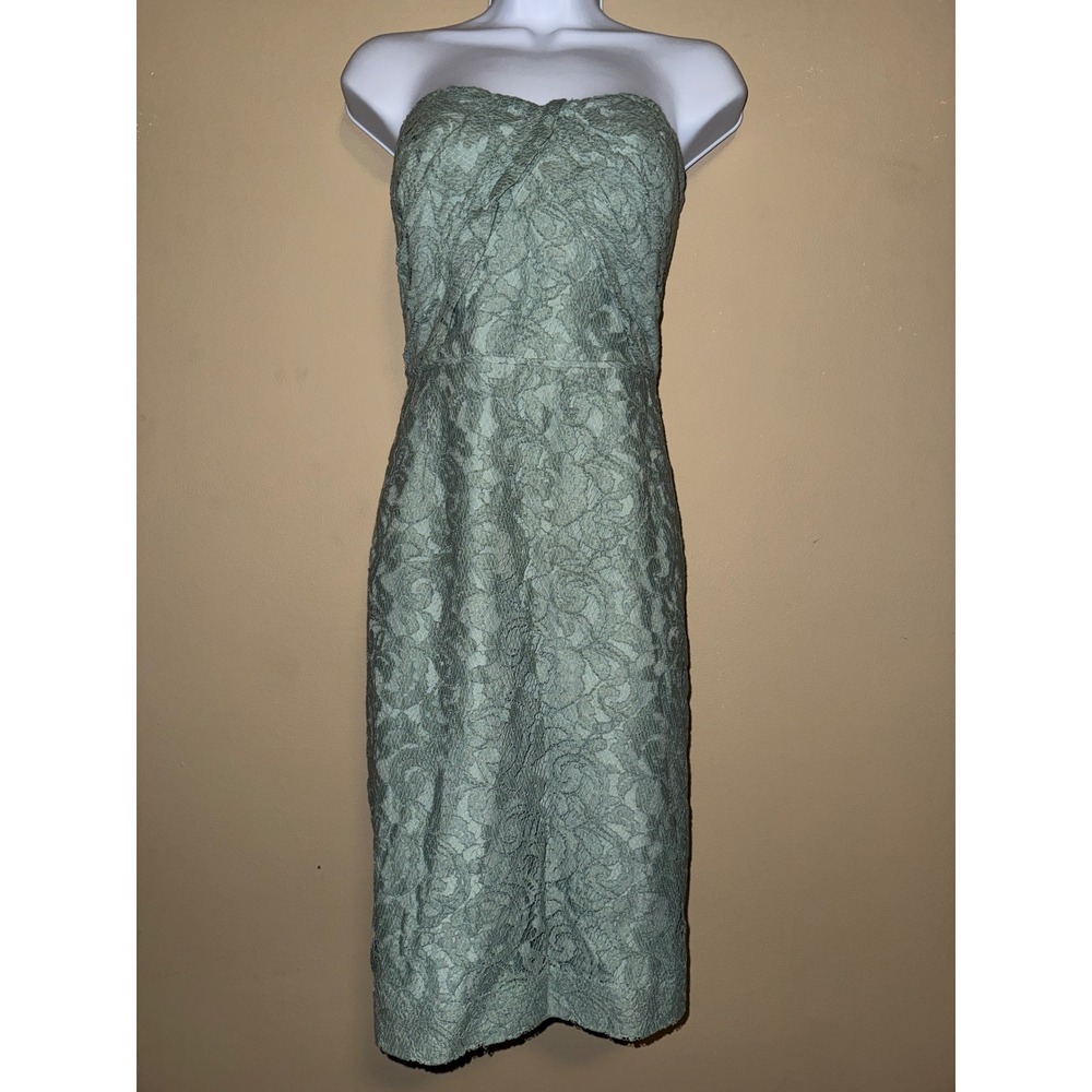 J.Crew Women Strapless Floral Lace Dress Sage 14 Sweetheart coquette party‎ Soft